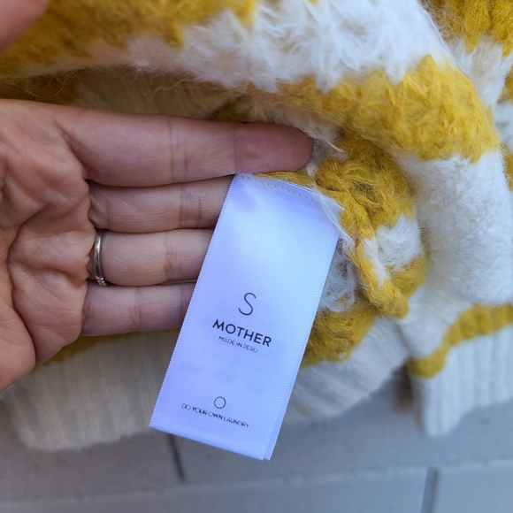 MOTHER | The Striped Alpaca-Blend Open Knit Sweater in Mostly Sunny NEW Sz Small - Picture 10 of 15